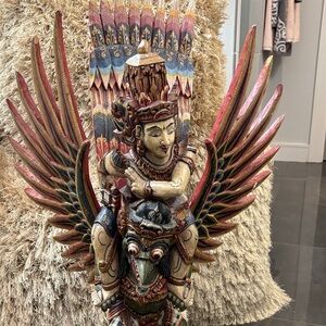 Vintage Multicolor Wooden Sculpture